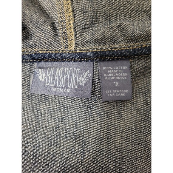 Blass Sport Denim Jean Jacket Women 1X Blue Cotton - Picture 5 of 5